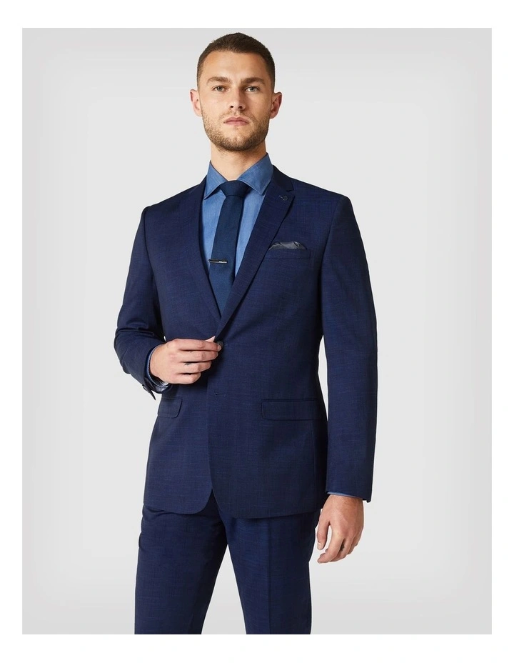 Regular Stretch Marle Tailored Jacket in Dark Blue image 4