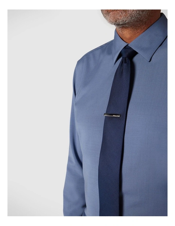 Regular Stretch Wool Blend Shirt in Steel Blue image 2