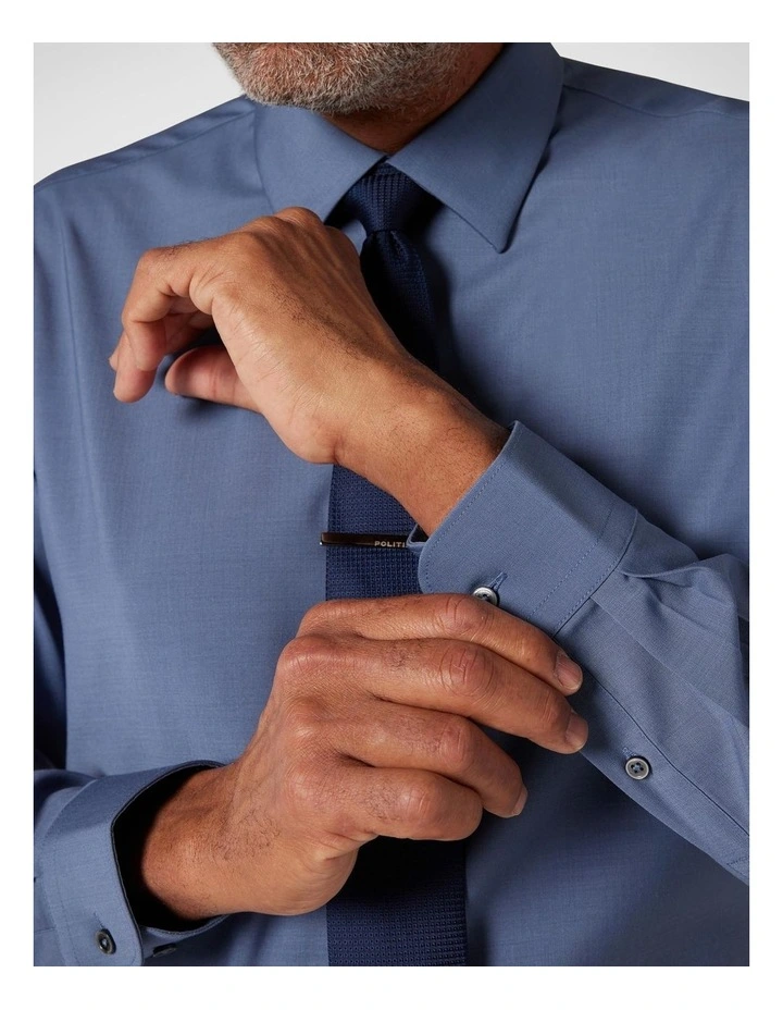 Regular Stretch Wool Blend Shirt in Steel Blue image 3