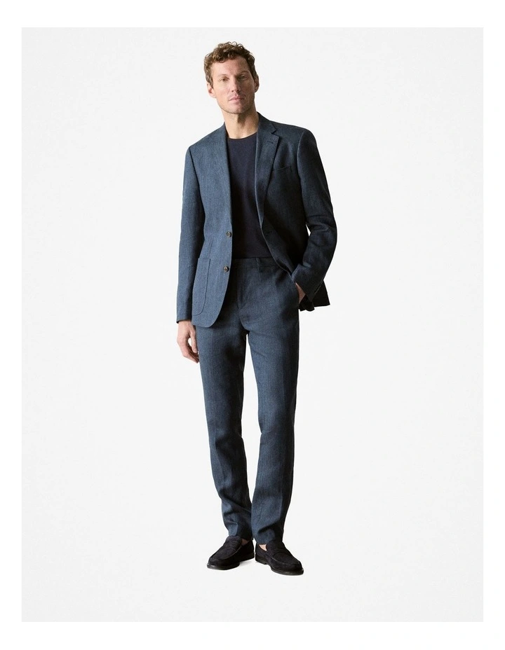 Regular Fit Irish Linen Blazer in Navy image 2
