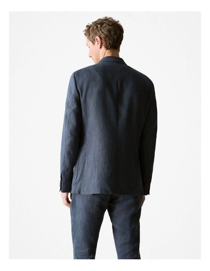 Regular Fit Irish Linen Blazer in Navy image 3