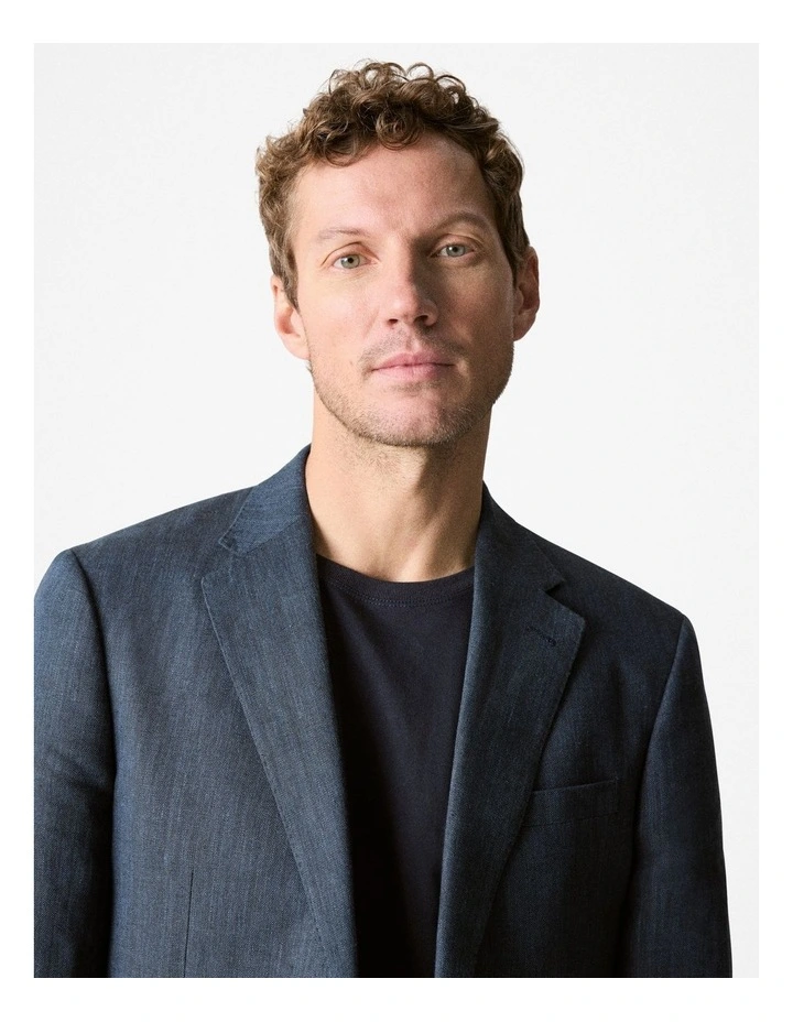 Regular Fit Irish Linen Blazer in Navy image 4