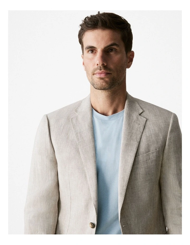 Regular Fit Irish Linen Blazer in Sahara image 4