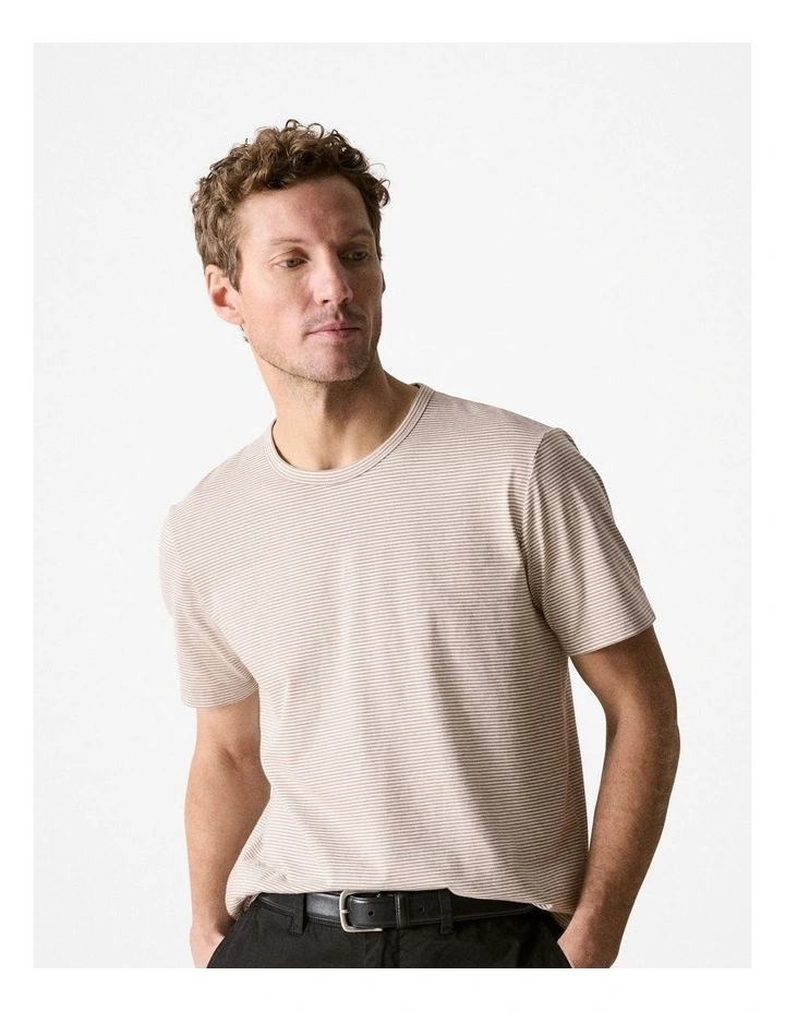 Organically Grown Cotton Marle Stripe T-shirt in Cocoa image 1