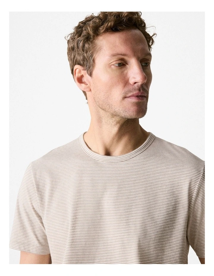 Organically Grown Cotton Marle Stripe T-shirt in Cocoa image 2