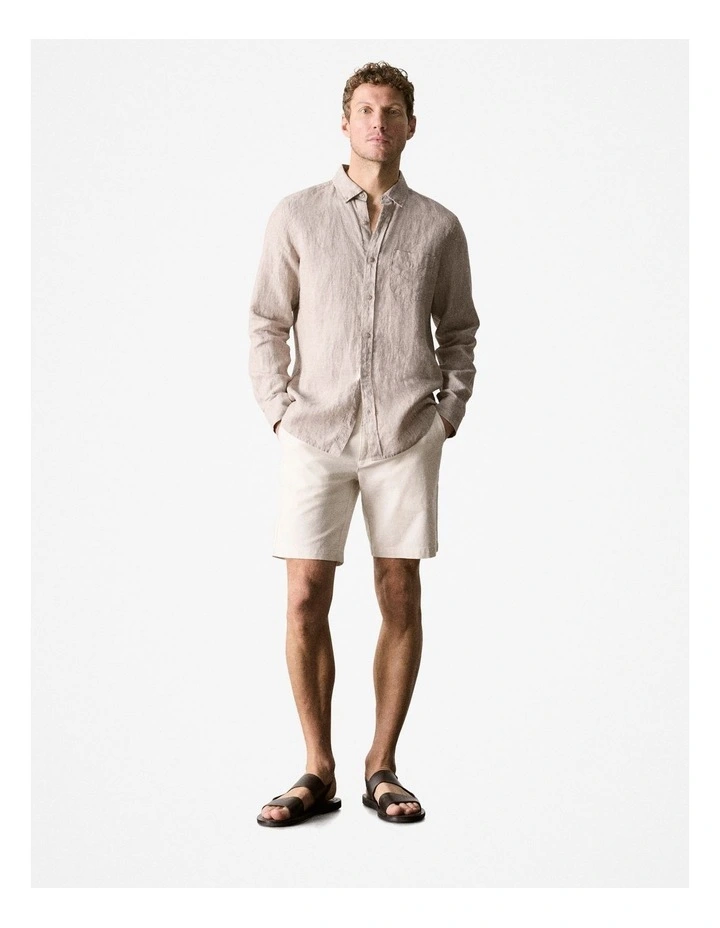 Regular Fit Delave Linen Long Sleeve Shirt in Sahara image 2