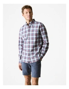 Regular Fit Yarn Dyed Cotton Check Shirt in White