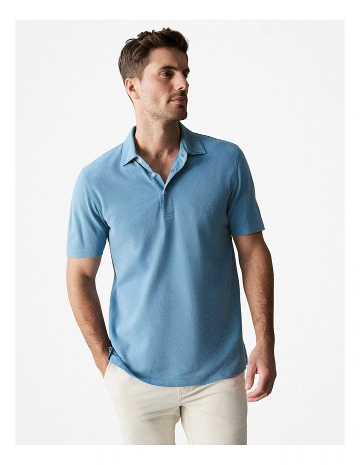 Sports Shirt Navy Blue Herringbone with Jaquard Motif