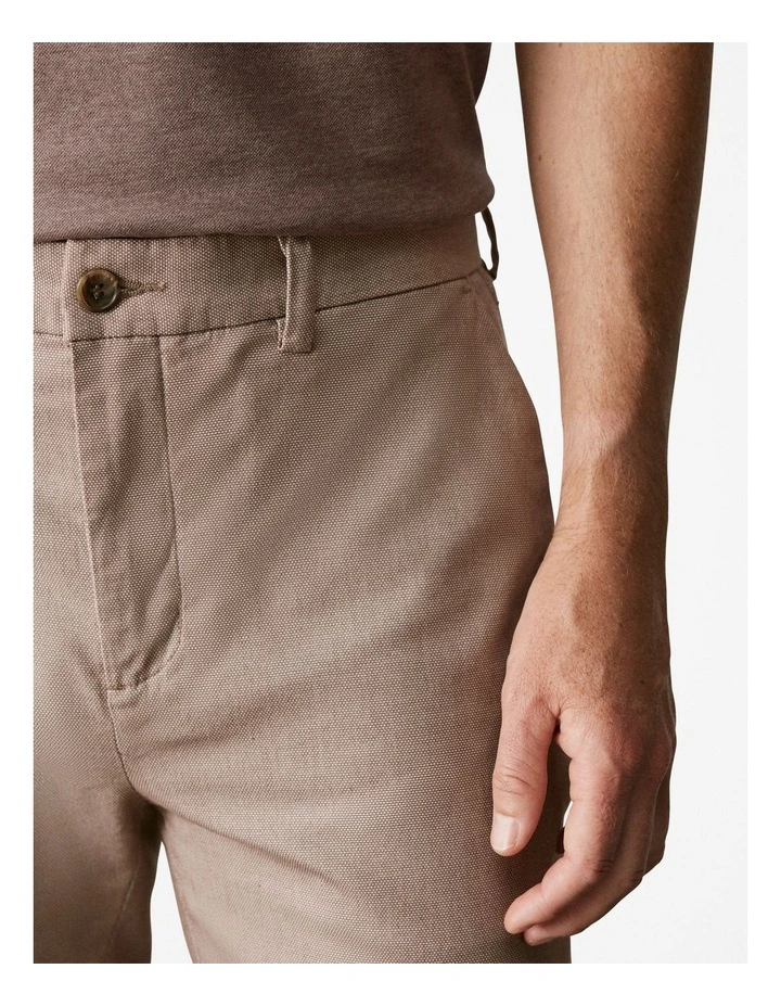 Regular Fit Cotton Dobby Chinos Pant in Cocoa image 3