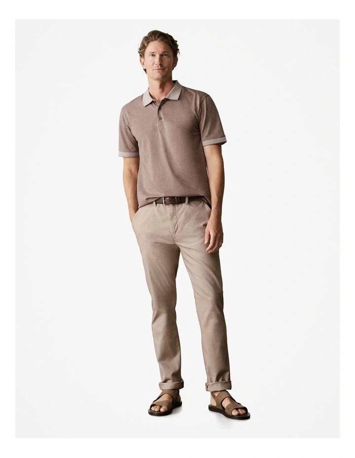 Mercerised Cotton Marle Polo Shirt in Cocoa image 2