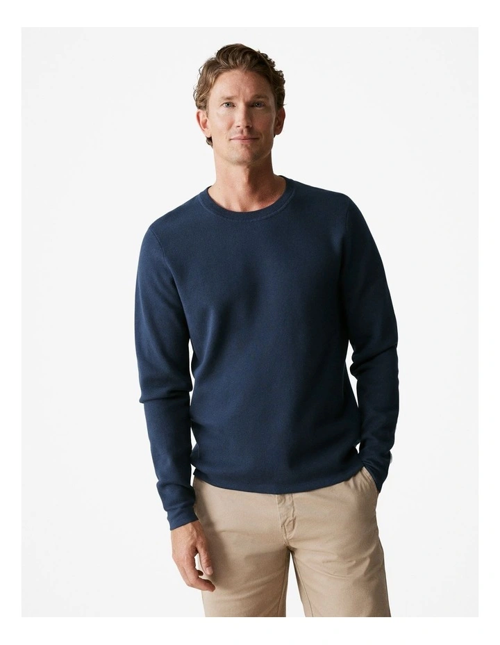 Australian Cotton Crew Knit in Navy image 1