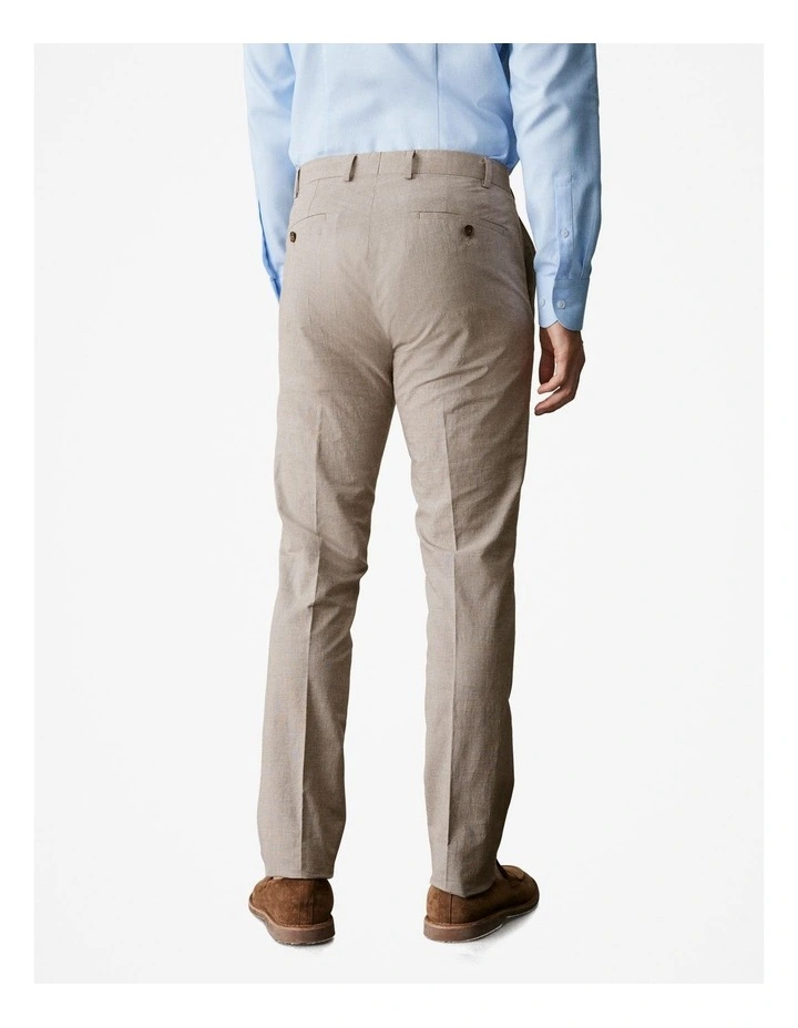 Italian Cotton Linen Check Slim Pant in Latte image 3