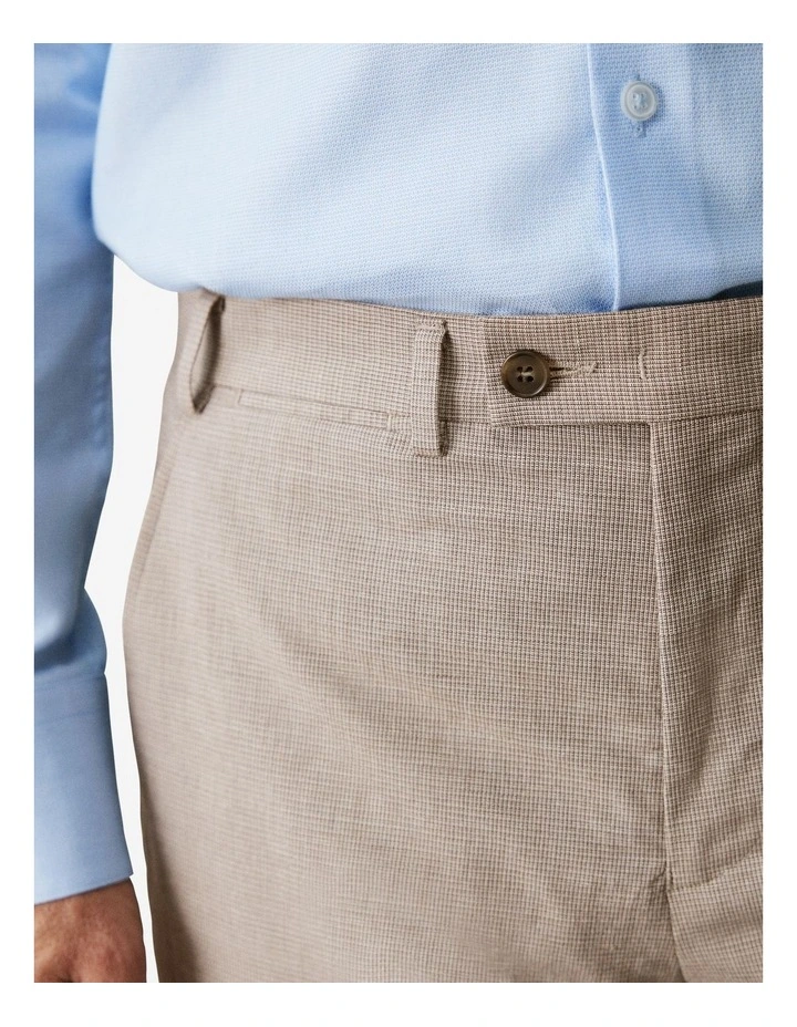 Italian Cotton Linen Check Slim Pant in Latte image 4