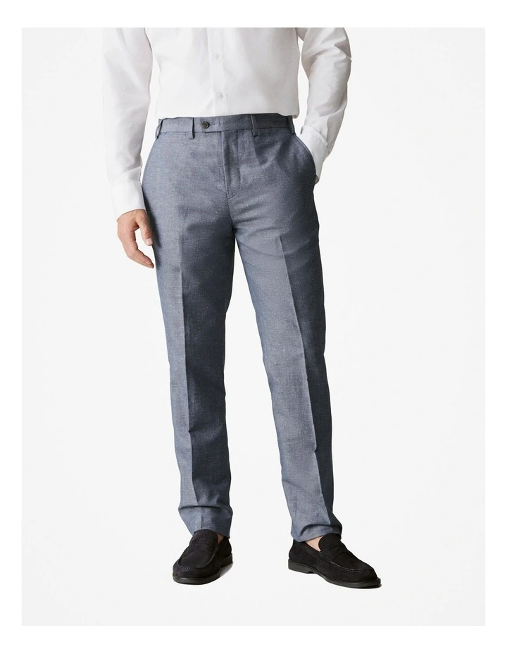 Slim Fit Yarn Dyed Cotton Linen Pant in Slate Blue image 1