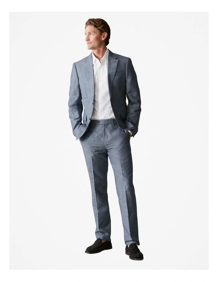 Slim Fit Yarn Dyed Cotton Linen Pant in Slate Blue image 2