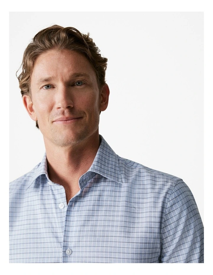 Tonal Grid Check Career Shirt in Industrial Blue image 3