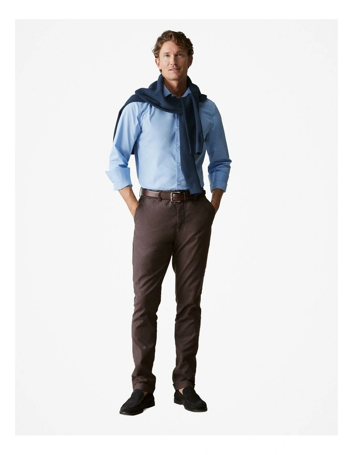 Tailored Fit Italian Cotton Poplin Shirt in Pale Blue image 2