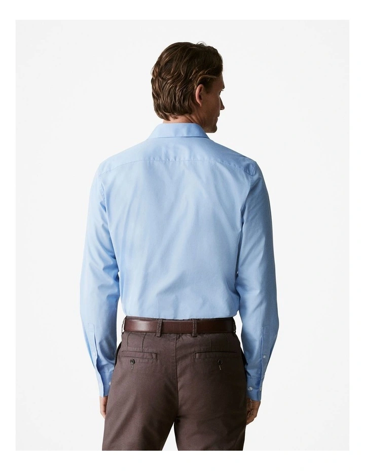 Tailored Fit Italian Cotton Poplin Shirt in Pale Blue image 4