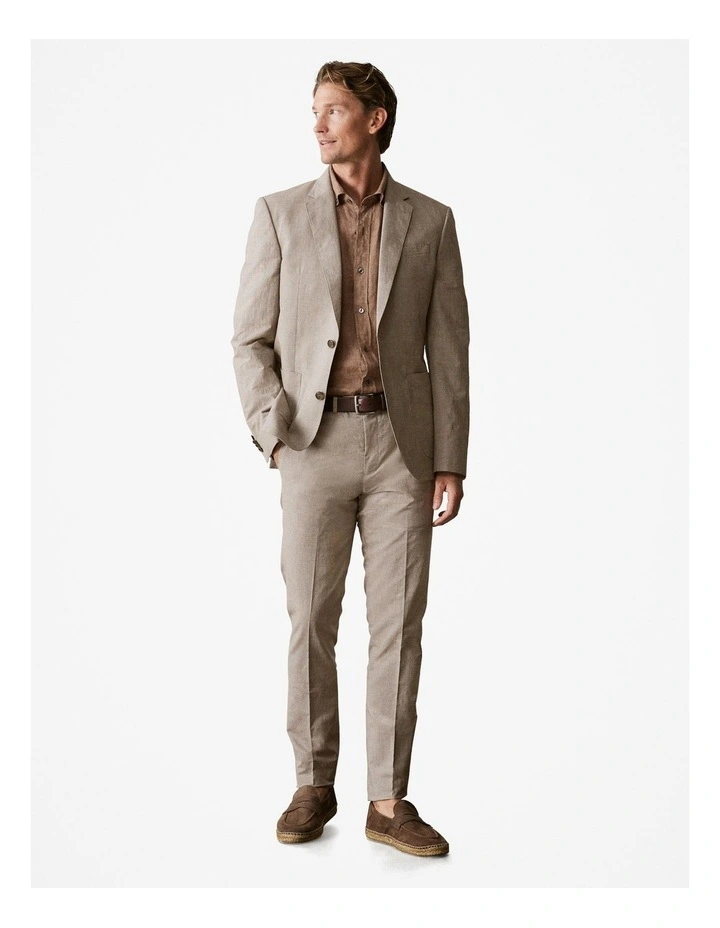 Regular Fit Delave Linen Shirt in Cocoa image 2