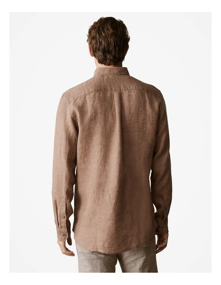 Regular Fit Delave Linen Shirt in Cocoa image 4