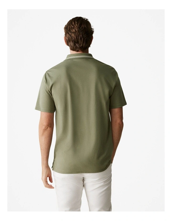 Cotton Interlock Contrast Trim Polo Shirt in Hunter Green image 4
