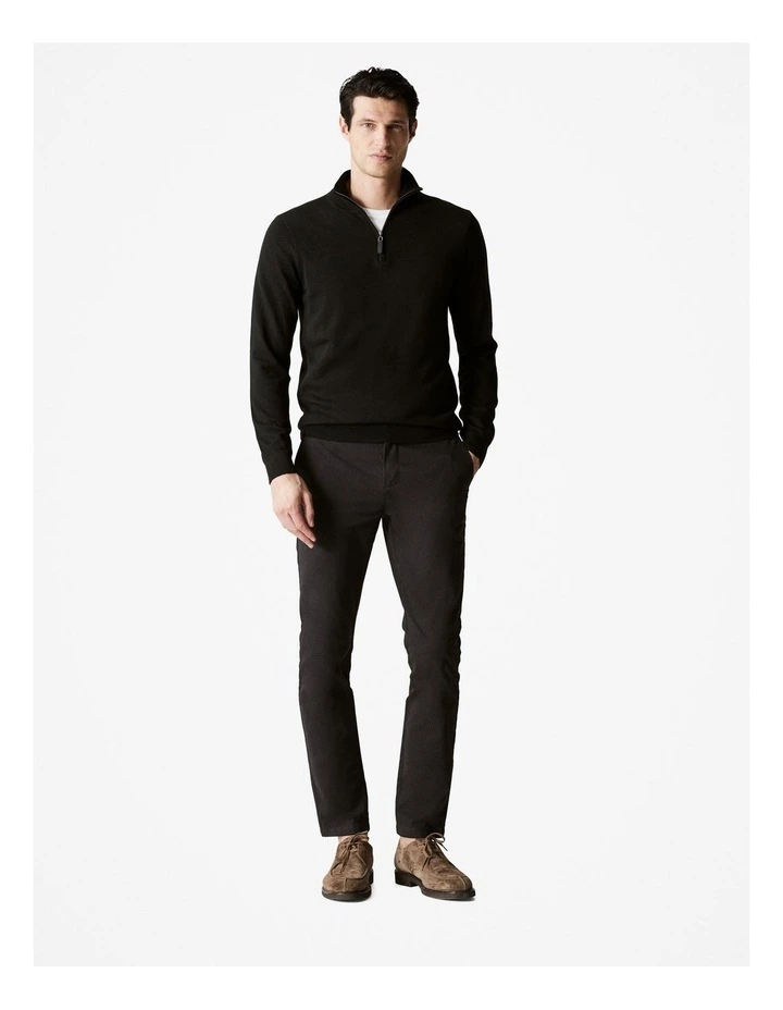 Merino Half Zip Pullover in Black image 2