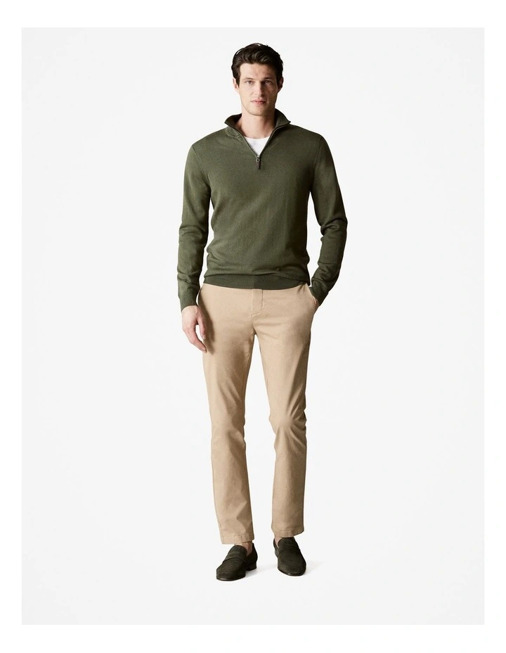 Merino Half Zip Pullover in Dark Olive image 2