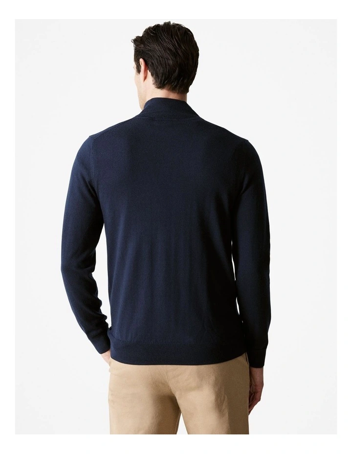 Merino Half Zip Pullover in Navy image 4