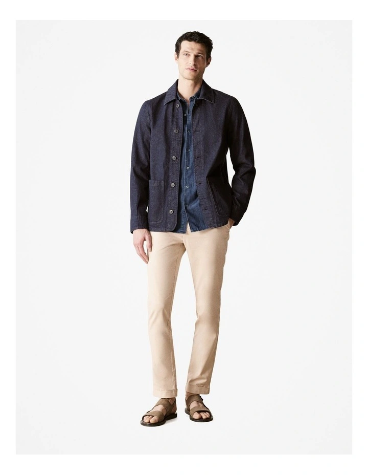 Tailored Fit Cotton Denim Shirt in Dark Indigo image 2