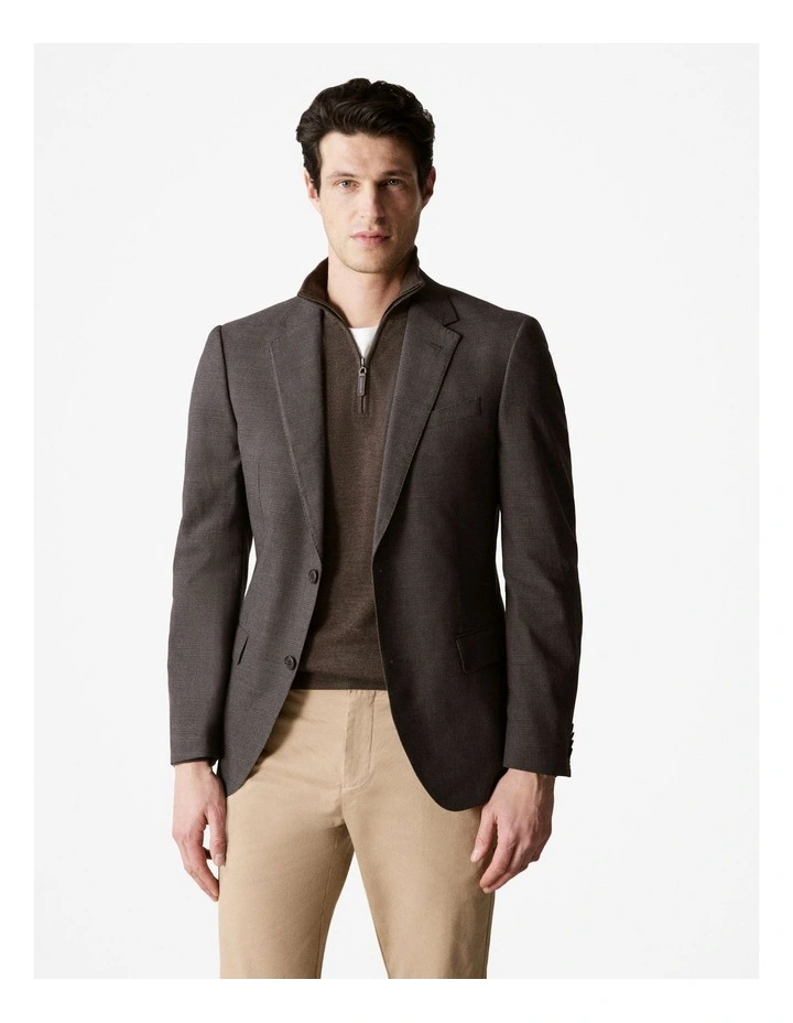 Italian Prince Of Wales Check Blazer in Chocolate image 1