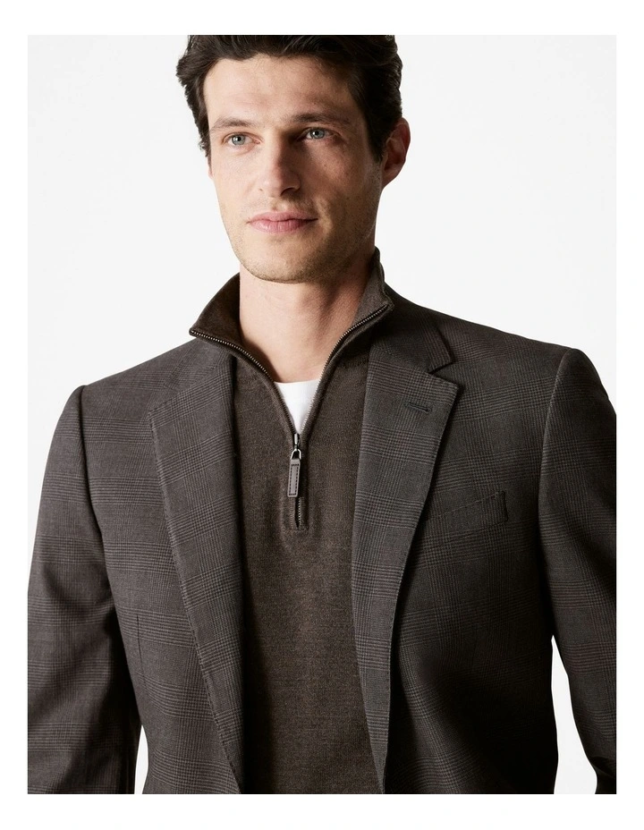 Italian Prince Of Wales Check Blazer in Chocolate image 3