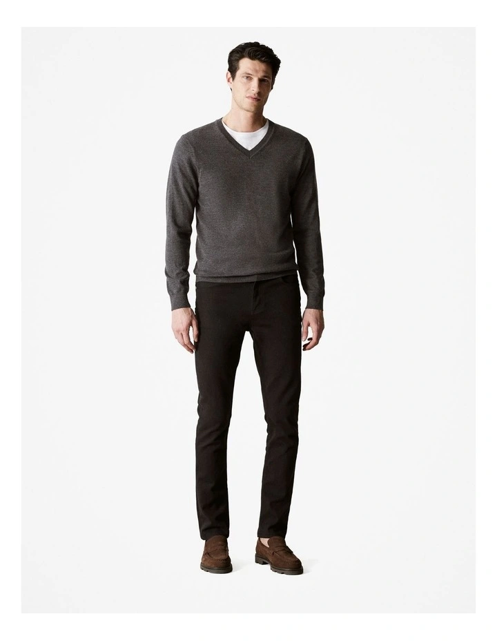 Merino V Neck Knit in Charcoal image 2