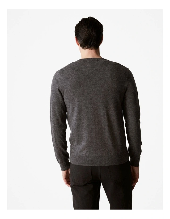 Merino V Neck Knit in Charcoal image 4