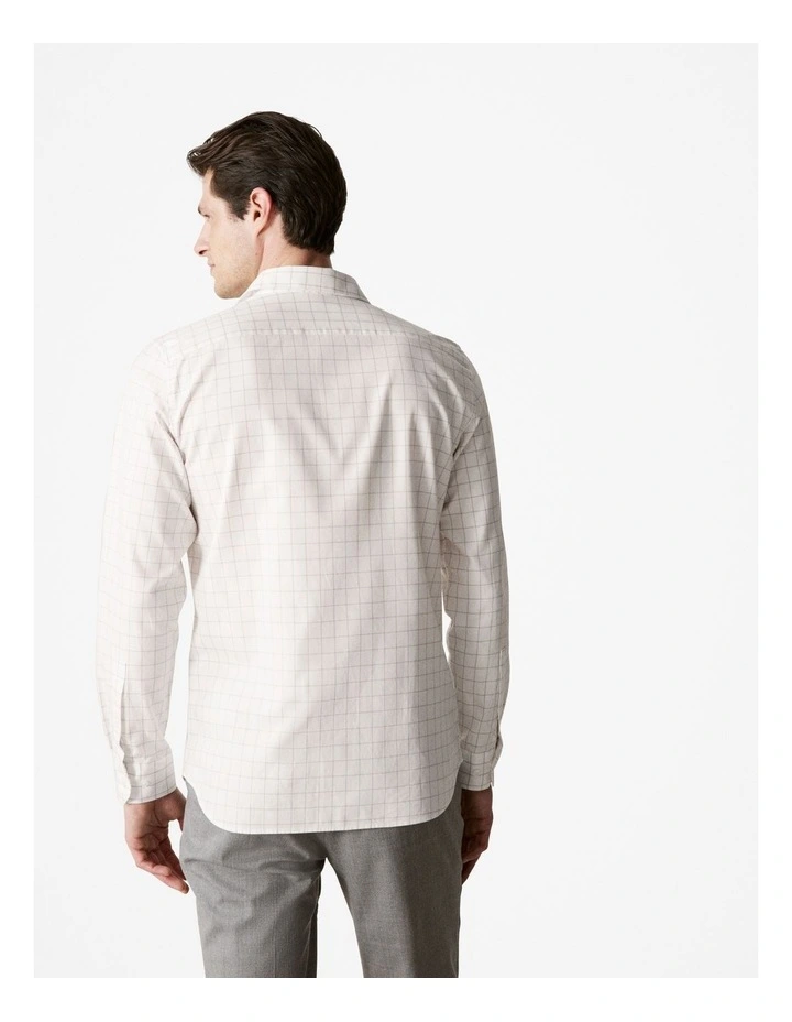 Cotton Twill Window Pane Check Shirt in White image 4