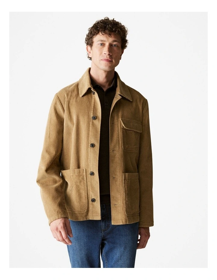 Corduroy Pocket Detail Jacket in Rich Tan image 1