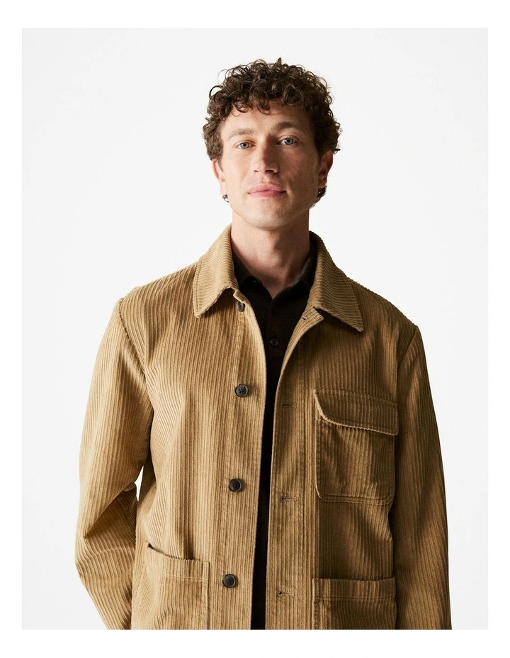 Corduroy Pocket Detail Jacket in Rich Tan image 3