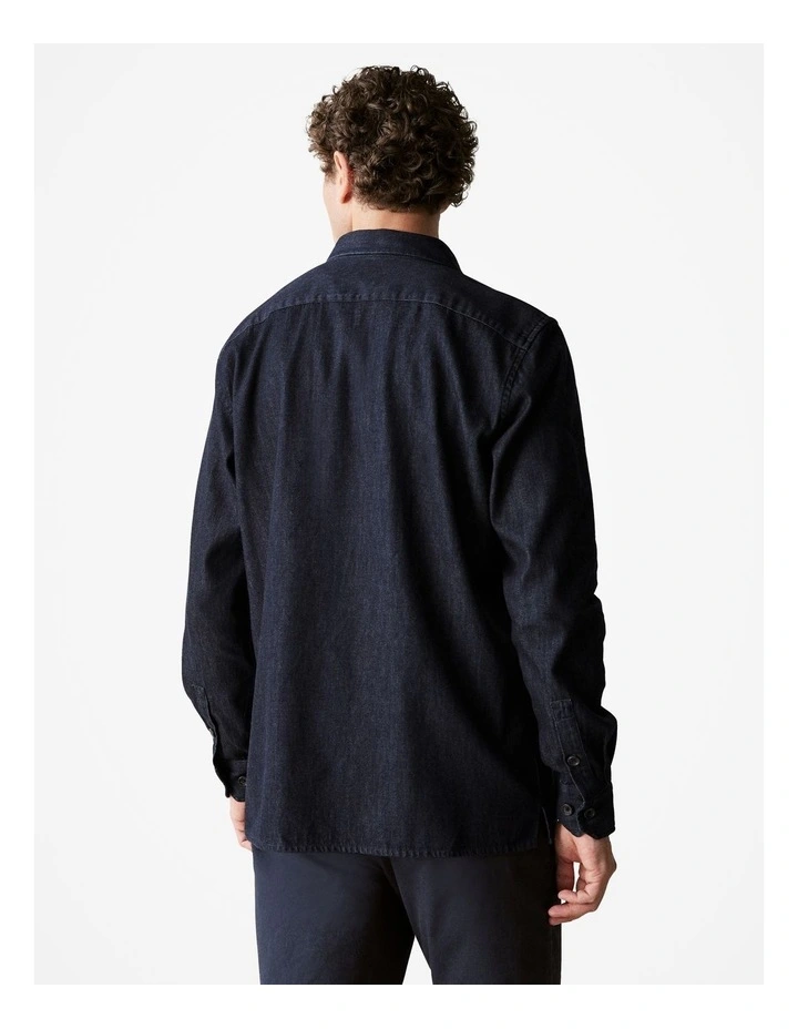 Regular Fit Denim Twill Shirt in Blue Black image 4