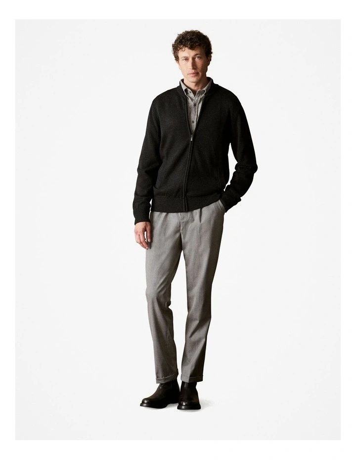 Regular Fit Brushed Cotton Flecked Shirt in Grey Marle image 2