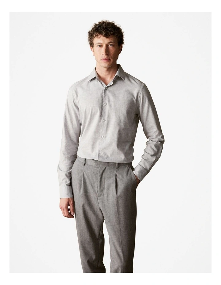 Tailored Fit Prince Of Wales Check Shirt in Dove image 1