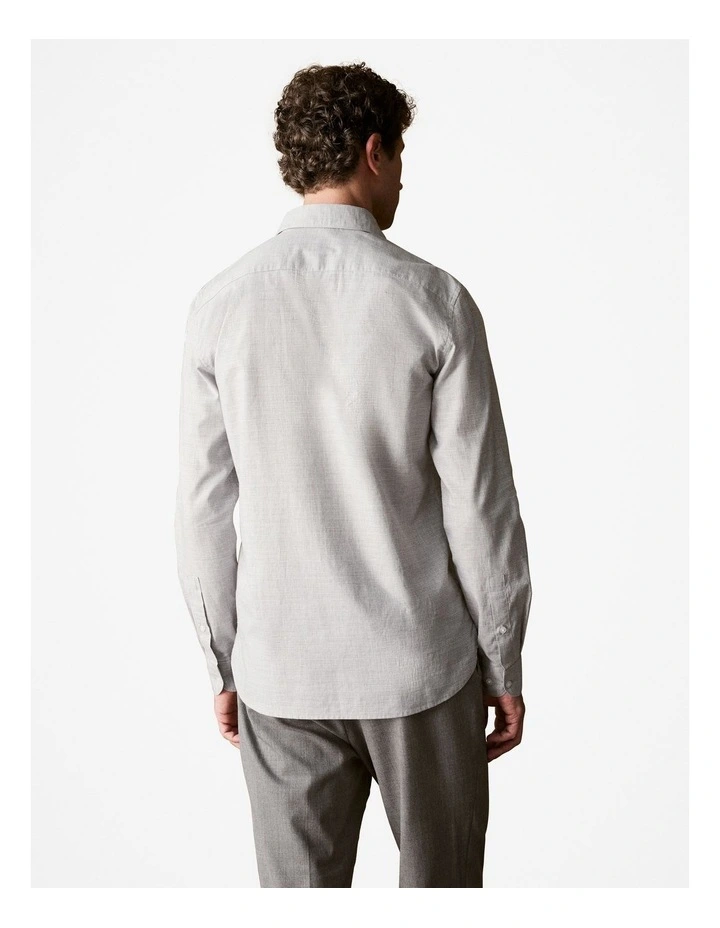 Tailored Fit Prince Of Wales Check Shirt in Dove image 4