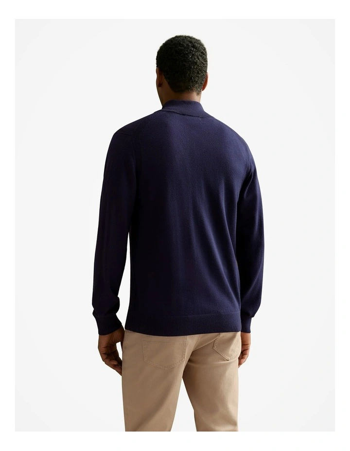 Merino Half Placket Pullover in Navy image 4