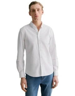 Regular Fit Cotton Oxford Shirt in White