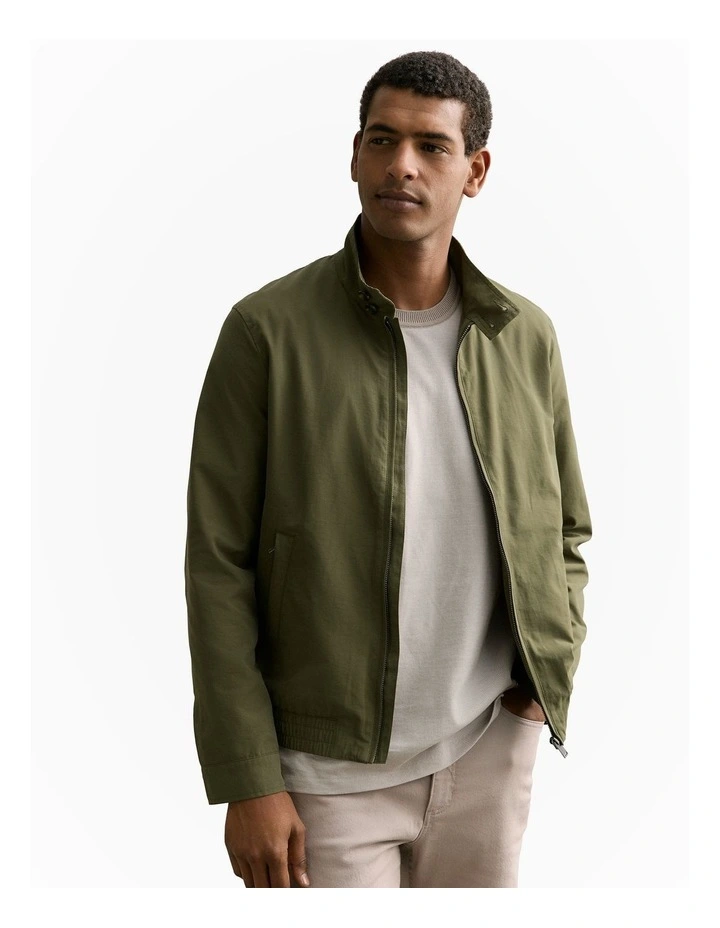 Technical Zip Through Bomber Jacket in True Olive image 1