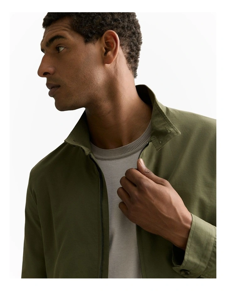 Technical Zip Through Bomber Jacket in True Olive image 3