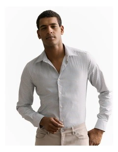 Tailored Fit Supima Cotton Micro Check Shirt in White