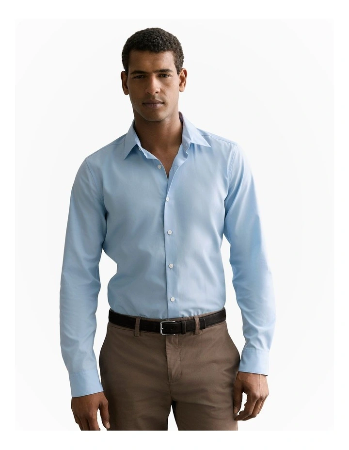 Tailored Fit Poplin Smart Shirt in Pale Blue image 1