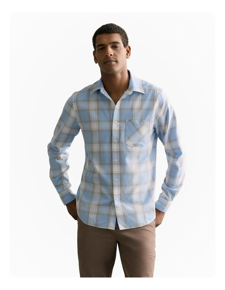 Regular Fit Supima Cotton Gradient Check Shirt in Pale Blue image 1