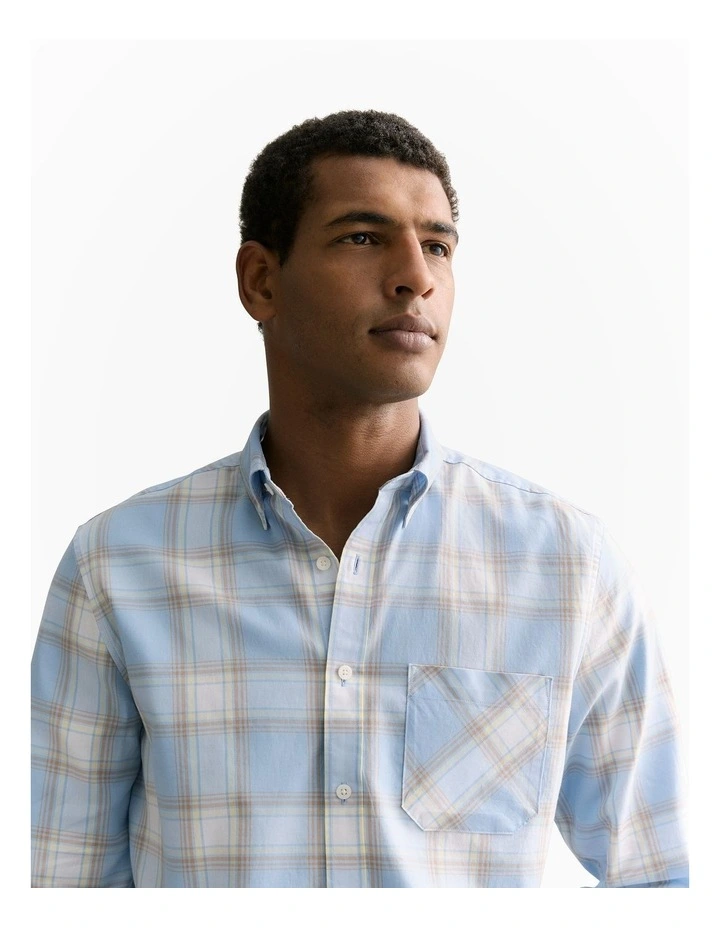 Regular Fit Supima Cotton Gradient Check Shirt in Pale Blue image 3