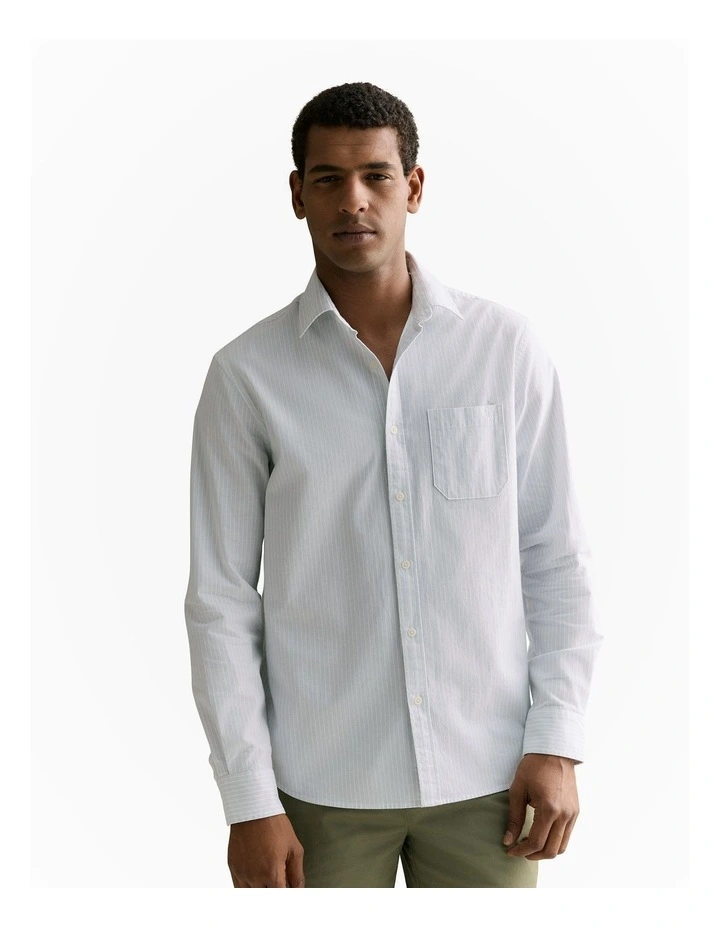 Regular Fit Twin Stripe Oxford Shirt in Pale Seafoam image 1