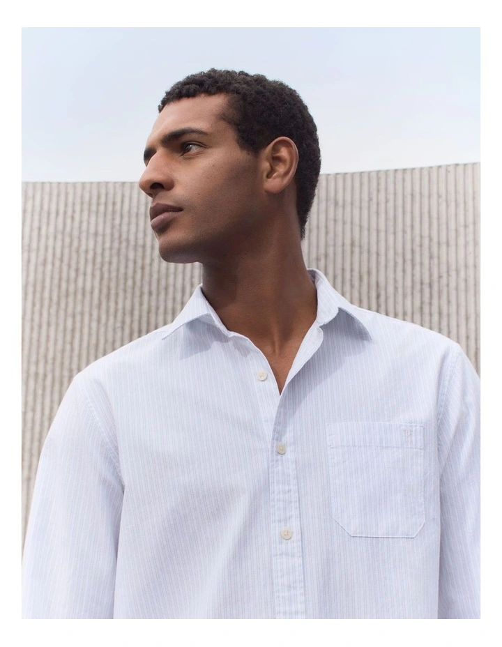 Regular Fit Twin Stripe Oxford Shirt in Pale Seafoam image 2